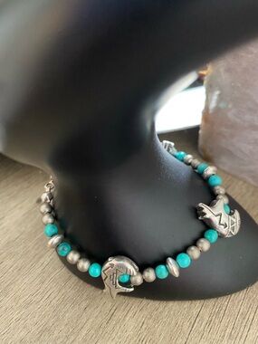 Vintage Sterling Silver Turquoise Bear Bracelet stamped 925 Authentic